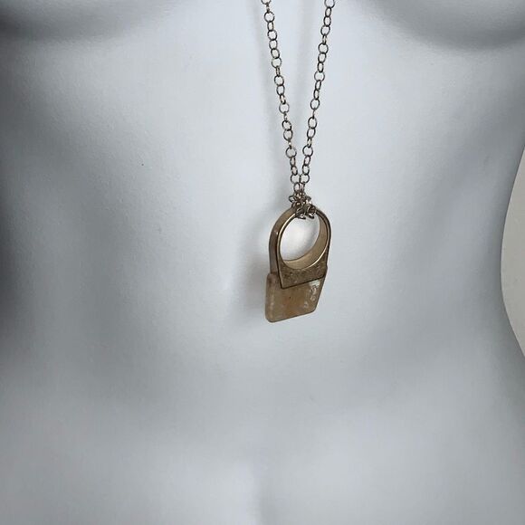 Statement necklace with Abstract Ring Pendant - Picture 2 of 4